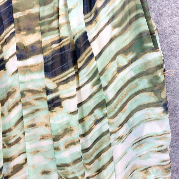 Simply Vera Wang Dress Sz L Green Cream Abstract Pleated Sleeveless Boho Comfort - Picture 7 of 12